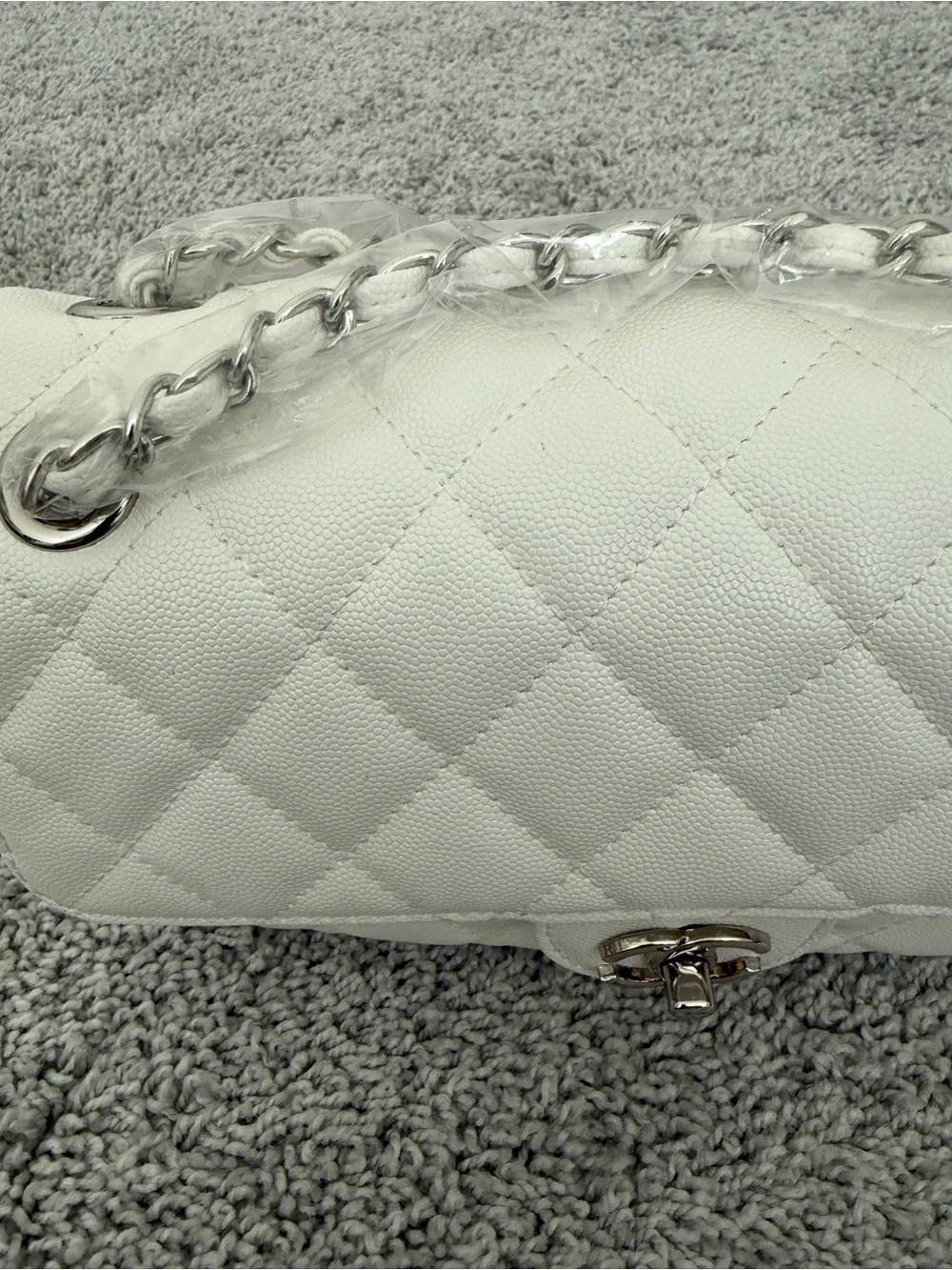 INSPIRED… Quilted Flap Bag in White with Silver Hardware